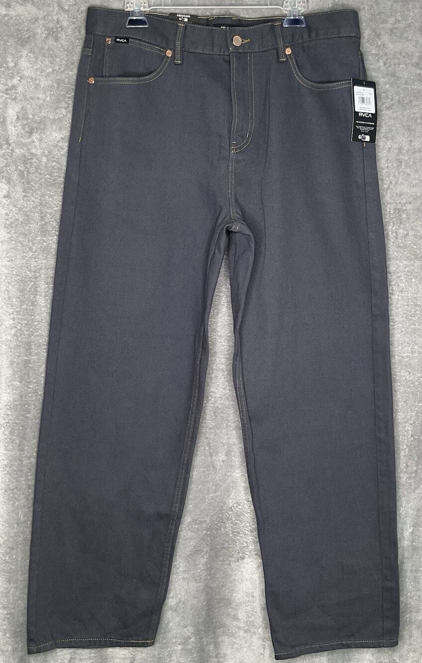 RVCA Mens Gray Size 34 Skate Denim Jeans Straight Leg New W/ Tags
